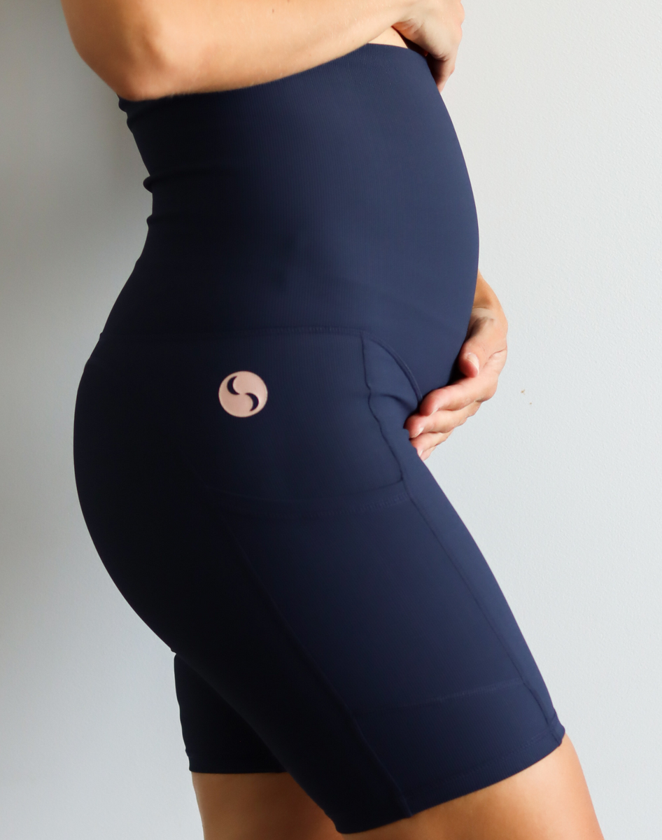 Maternity Bike Shorts Ribbed Navy