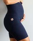 ** CLEARANCE ** Maternity Bike Shorts - Ryan Ribbed Navy