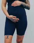 ** CLEARANCE ** Maternity Bike Shorts - Ryan Ribbed Navy