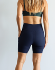 ** CLEARANCE ** Postpartum Shorts - Cruiser Ryan Ribbed Bike Shorts Navy