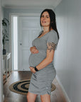 ** CLEARANCE ** Maternity & Nursing Sadie Short Sleeve Dress Grey Marle