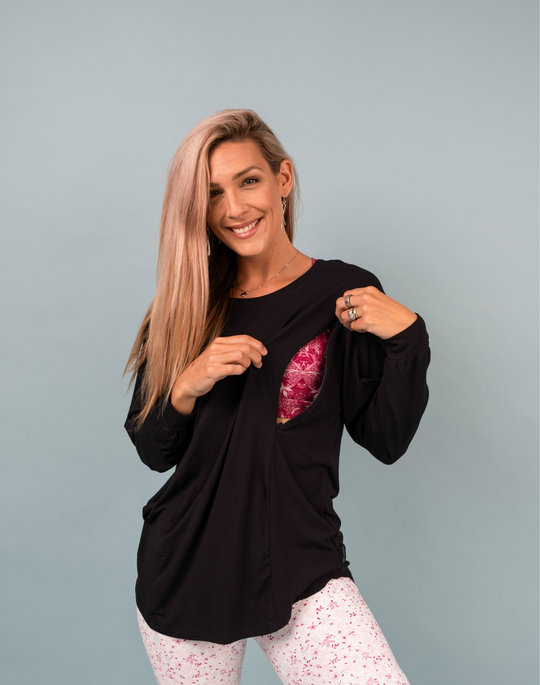 Maternity Top - Deluxe Long Sleeve Black