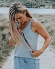 ** CLEARANCE ** Breastfeeding Tank - Columbia Tank Seafoam Stripe