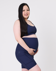 Maternity Bike Shorts - Ryan Ribbed Navy