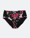 Floral high waisted bikini bottoms with black lace panels
