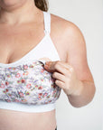 Nursing clip function of floral print breastfeeding bra