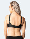 racerback front closure nursing bra with B to D cups in black