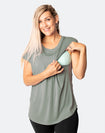 Active mother showing breastfeeding function of breastfeeding top