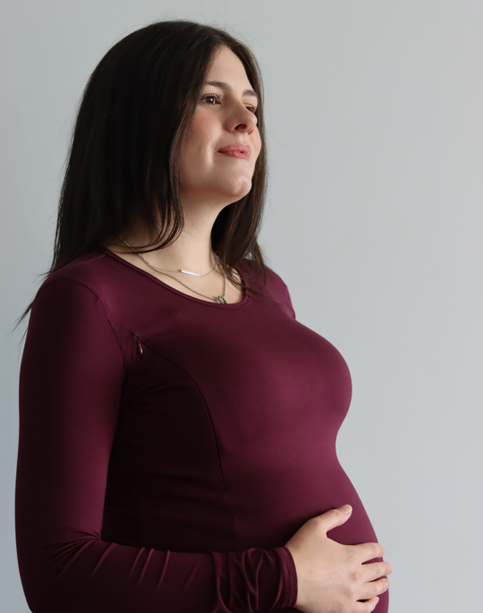 Maternity Top - Bamboo Long Sleeve Fig