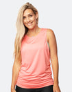 Front view of happy, active mum wearing breastfeeding tank