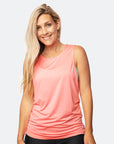 Front view of happy, active mum wearing breastfeeding tank