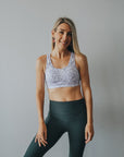 ** CLEARANCE ** Breastfeeding Sports Bra - Zahara Crop Lilac Meadows